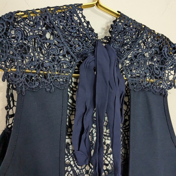 Lulu's Small Navy Blue Gorgeous Renaissance Court Lace Cocktail Mini Dress‎ - Picture 10 of 16